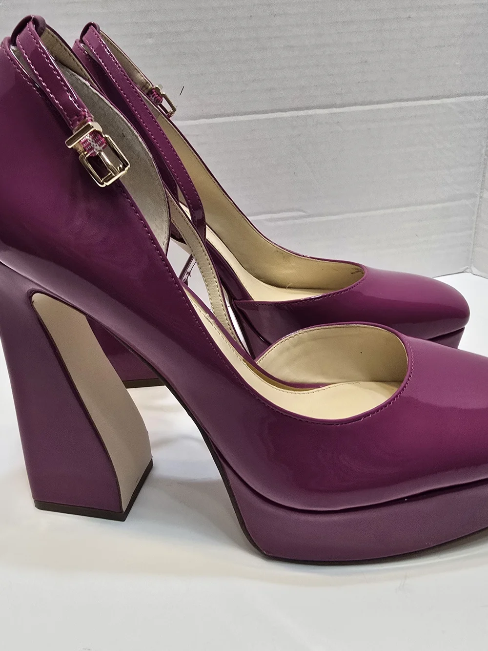Jessica Simpson Magenta Patent Platform Slingback Pumps